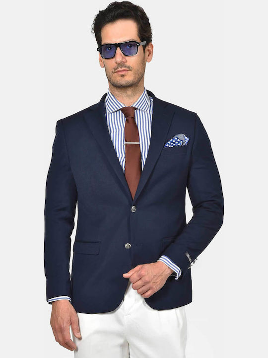 Berto Lucci Men’s Suit Jacket with Slim Fit Blue