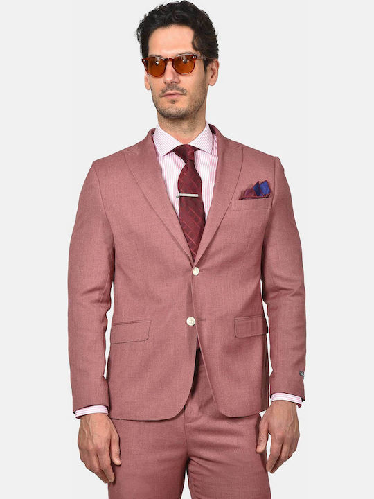 Berto Lucci Men’s Suit Jacket with Slim Fit Red