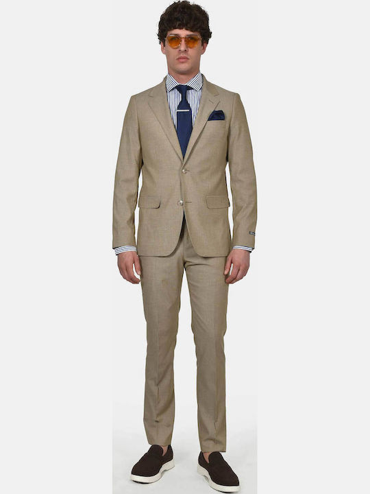 Berto Lucci Men's Suit with Slim Fit Camel