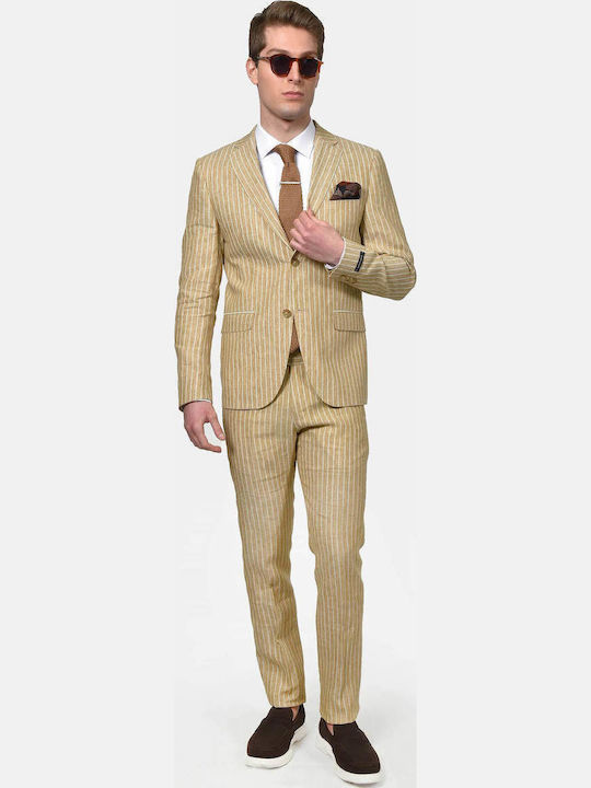 Summer Men's Suit with Regular Fit Beige
