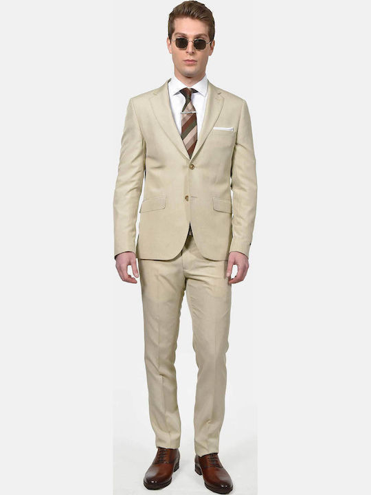 Berto Lucci Men's Suit with Regular Fit Beige