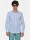 Long Sleeve Cotton Shirt in Regular Fit Striped Light Blue
