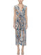 Summer Midi Wrap Dress Brown-Beige-Blue