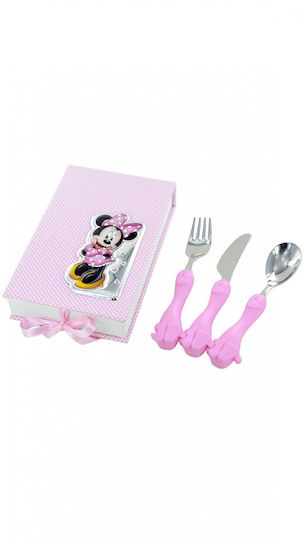 Disney Set De Linguri Pentru Bebeluşi Şi Tacâmuri Pentru Copii Minnie Argintiu 2 Bucăţi
