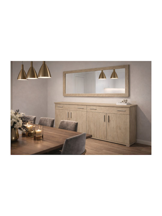 Sarris Sideboard aus Holz mit Spiegel Eiche 180x50x80cm