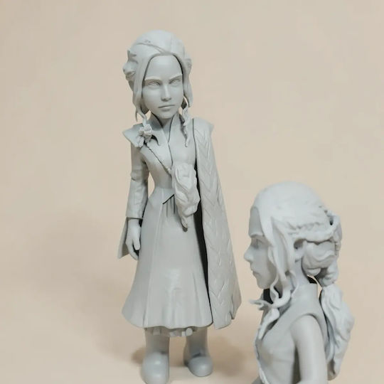 Unpainted 3D Figure Game Thrones Daenerys Targaryen Chibi 3D Printing Figurine Painting DIY Gift Colors 20 Cm 1:8