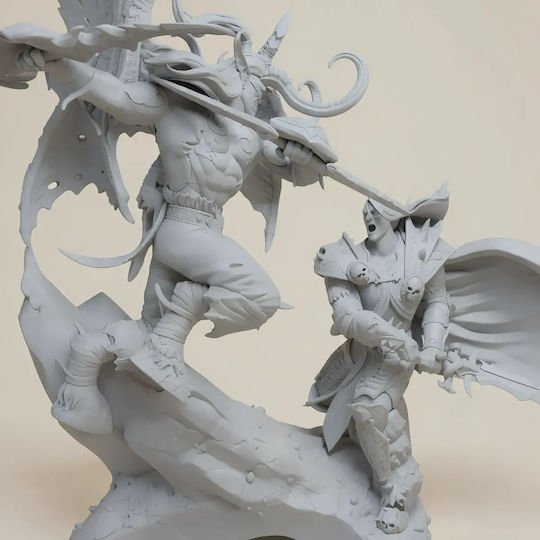 Άβαφη 3d Φιγούρα Illidan Vs Arthas Warcraft Files Βάψιμο Diy Δώρο Χρώματα 20 Cm 1:8