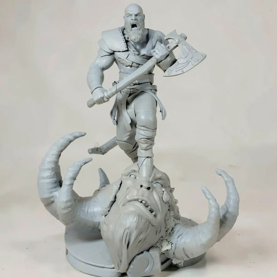 Sammlbare Figur 3d Kratos On Fire Troll Kopf Gott des Krieges Bemalt Diy Geschenk Farben 20 Cm 1:8