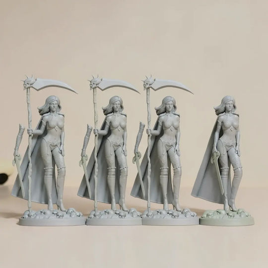Άβαφη 3D Фигура Хелоуин Lady Death Sword Scythe Боядисване DIY Подарък Цветове 20 см 1:8