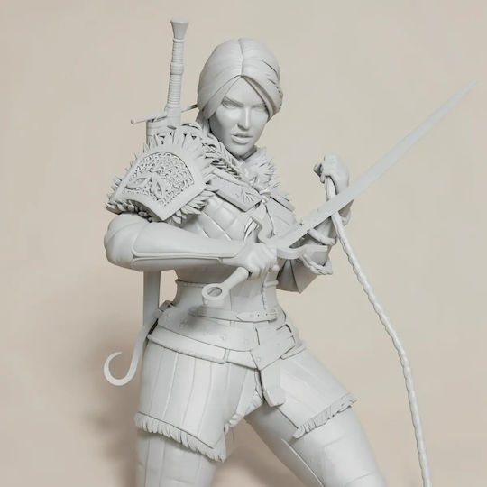 iLovePrints Sammelbare Figuren Άβαφη 3d Figur Ciri Witcher Ketten-Schwert 185mm Bemalen Diy Geschenk Farben 20 Cm 1:8