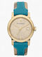 Burberry Burberry Дамски часовник 34mm Кварцов с Синя Кожена Каишка