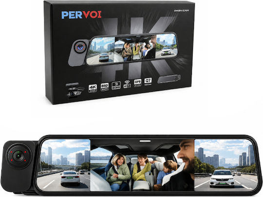 PerVoi Q7 Σετ Καθρέπτης με Κάμερα DVR Αυτοκινήτου 4K με Οθόνη 10" Wi-Fi, GPS & Κάμερα Οπισθοπορείας