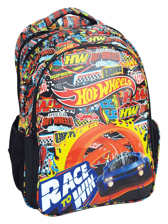 Gim Hot Wheels Σχολική Τσάντα Πλάτης Δημοτικού με Θήκη για Παγούρι 35 x 20 x 46εκ