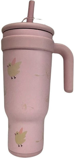 abo Make A Wish Little Bird Kids Water Bottle Thermos Stainless Steel with Straw 1180ml