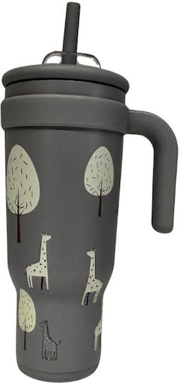 abo Always Look Up - Like A Giraffe Kids Water Bottle Thermos Stainless Steel with Straw 1180ml