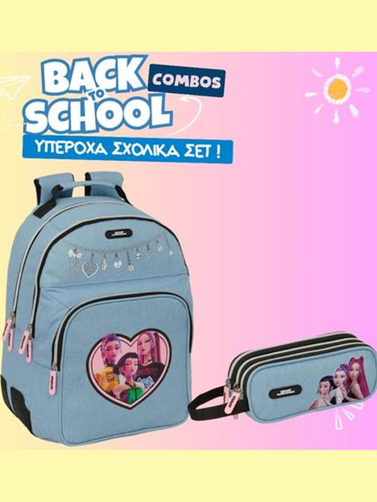 School Set Backpack Demon Hunters Kpop Huntrix 42cm + Triple Pencil Case
