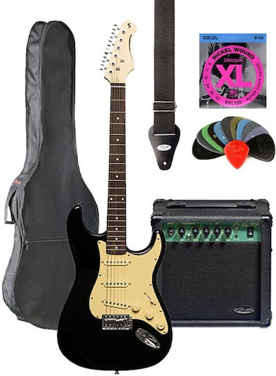 Stagg Ses-30 Bk Ηλεκτρική Κιθάρα Ενισχυτή Stagg 10 Ga Eu Αξεσουάρ Bundle 2