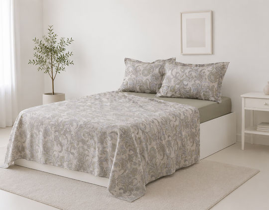 Silk Fashion Super-Double Bed Sheet Set With 2 Pillowcases With Rubber Hugger 160x200+35cm Nobilis (3 Pieces)