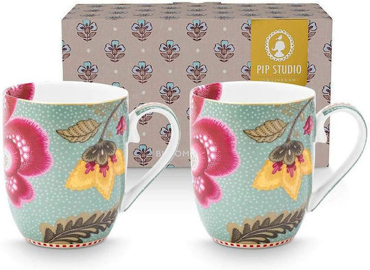 PiP Studio Blooming Tales Fantasy Blue Mug Ceramic Blue 145ml 2 Pieces