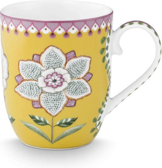 PiP Studio Lily&lotus Yellow Κούπα Κεραμική Κίτρινη 145ml