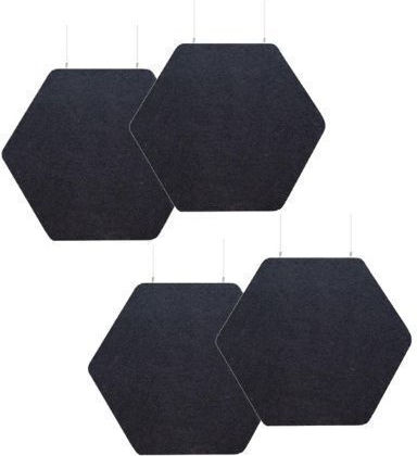 Audiodesigner Ecobaffle Hexagon Side Audio Treatment Ceiling Panels 35cm 1.27 sq m Black 4 Pieces