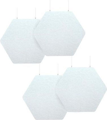 Audiodesigner Ecobaffle Hexagon Lato Звукопоглъщащи Панели за Таван 35cm 1.27 кв.м Бели 4 Бройки
