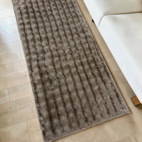 Linea Home Non-Slip Runner Furry Mocha Rug 70x150cm