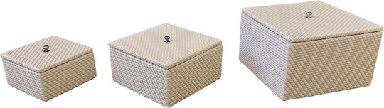 Espiel Plastic Storage Box with Lid Brown 16x16x9cm