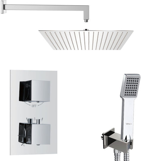 Vinci Mixer & Shower Head Built-in Set for Shower Silver