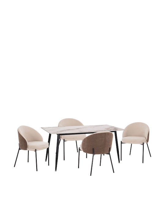 Τραπεζαρία Detton με 4 Καρέκλες 160x80εκ.
