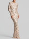 Maxi Evening Dress Satin Open Back Gold
