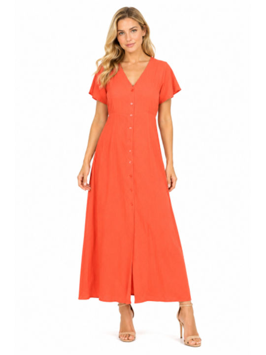 Morena Spain Summer Maxi Dress Orange SC-PS24-1...