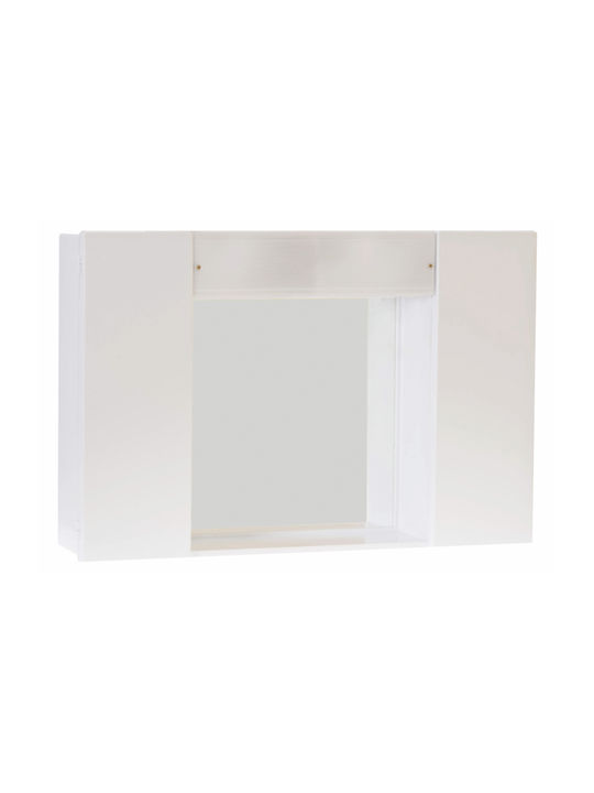 Bega Plast Огледало за баня LED от пластмаса с шкаф 60x40cm Бял