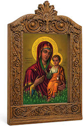 Panagia Myrtidiotissa Wood-Carved Saint Icon of Acanthus 30cm