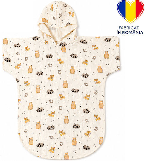 Kidizi Cuddly Buddies Poncho Dublu Din Muselină Pentru Copii 6-18 Luni – Cu Glugă Uscare Rapidă Croială Lejeră Plajă Piscină