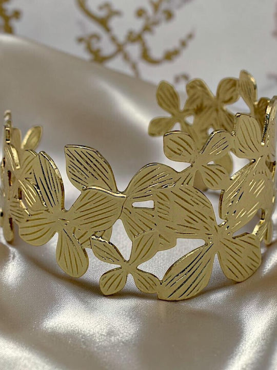 Women's Bracelet with Flower Design Gold Plated