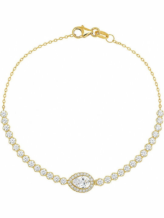 Senzio Belibasakis Women's Rosette Bracelet 9K Gold with Zircon