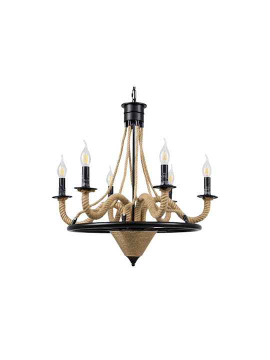 Boho Hanging Light with Rope for E14 Socket 65x120cm