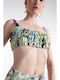 Γυναικείο Καλοκαιρινό Crop Top Βαμβακερό με Τιράντες Floral Μπλε