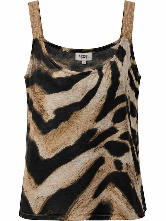 Women's Sleeveless Top Animal Print Zebra