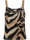 Women's Sleeveless Top Animal Print Zebra