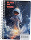 Black & White Astronaut Blocul De Notițe Spiral 100 Foi Cu Dungi Negru