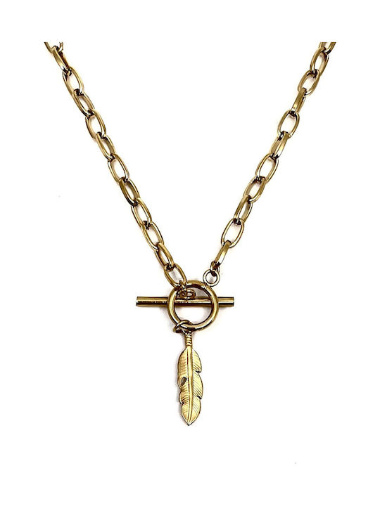 Dorian Gray Gold Plated Steel Necklace Grey