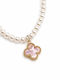 Ghetto Necklace From Pink Gold Plated Steel With Pink Pearls