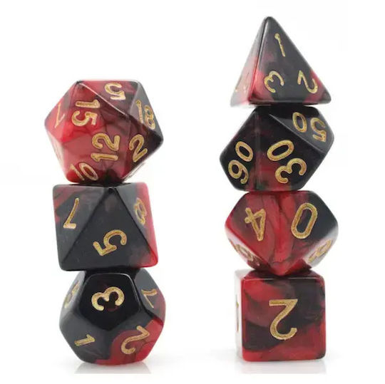 Suegao Set 7 Wirbelwürfel Rollenspiele Schwarz-Rot/Gold