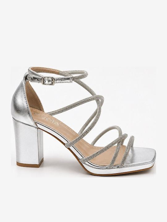 Fshoes Sandals with Strass Silver