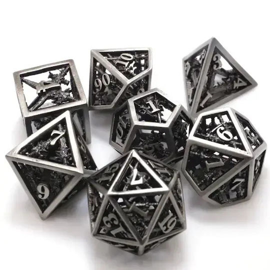 Suegao Set 7 Hohle Metallische Schwert Würfel Rollenspiele