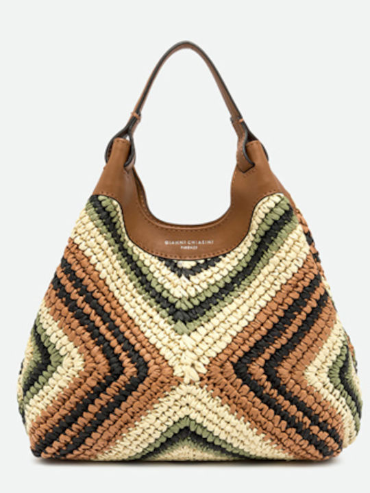 Ψάθινη Γυναικεία Τσάντα Ώμου Πολύχρωμη