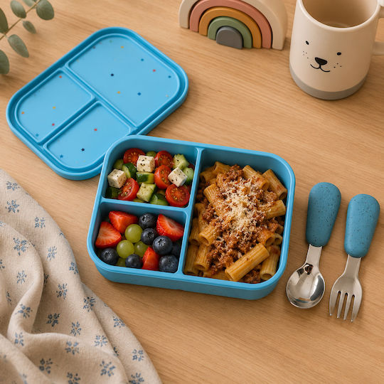 Dodo's Land Kids Food Container Made of Silicone 0.86 Litre Blue 18.6 x 13.3 x 6.15 cm