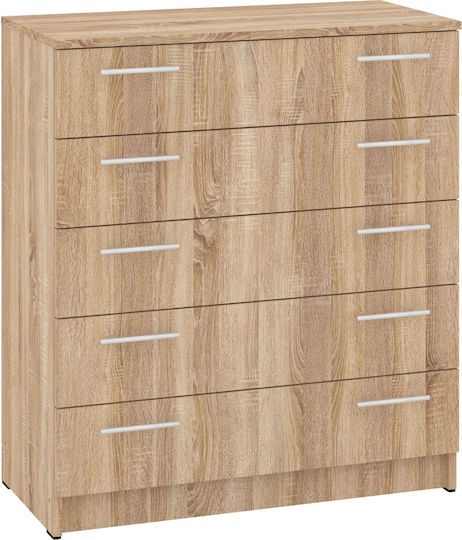 Bedroom Chest of Drawers Wooden with 5 Drawers Sonoma 80x38x90cm